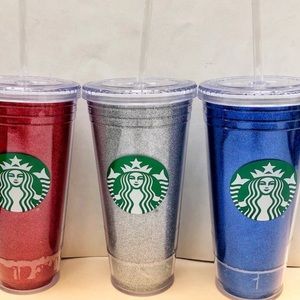 3 Starbucks limited edition glitter tumblers